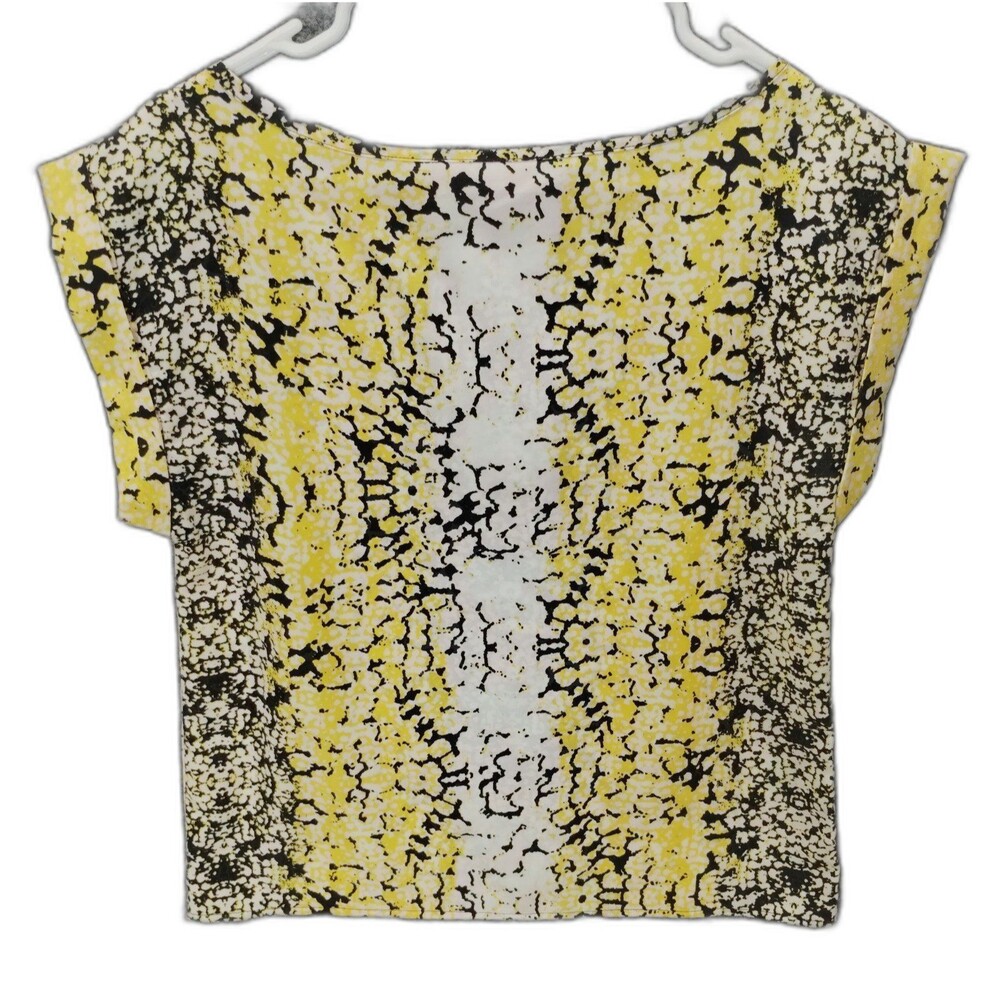 Philosophy Top Women's S Boat Neck Lightweight Yellow Black Popover Polyester